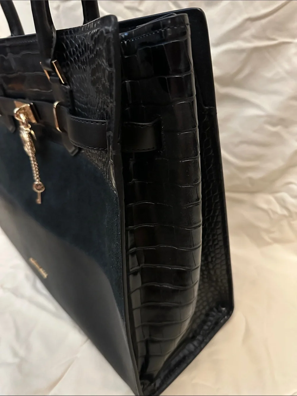 Michael Kors Black Satchel with Gold Charm Hardware